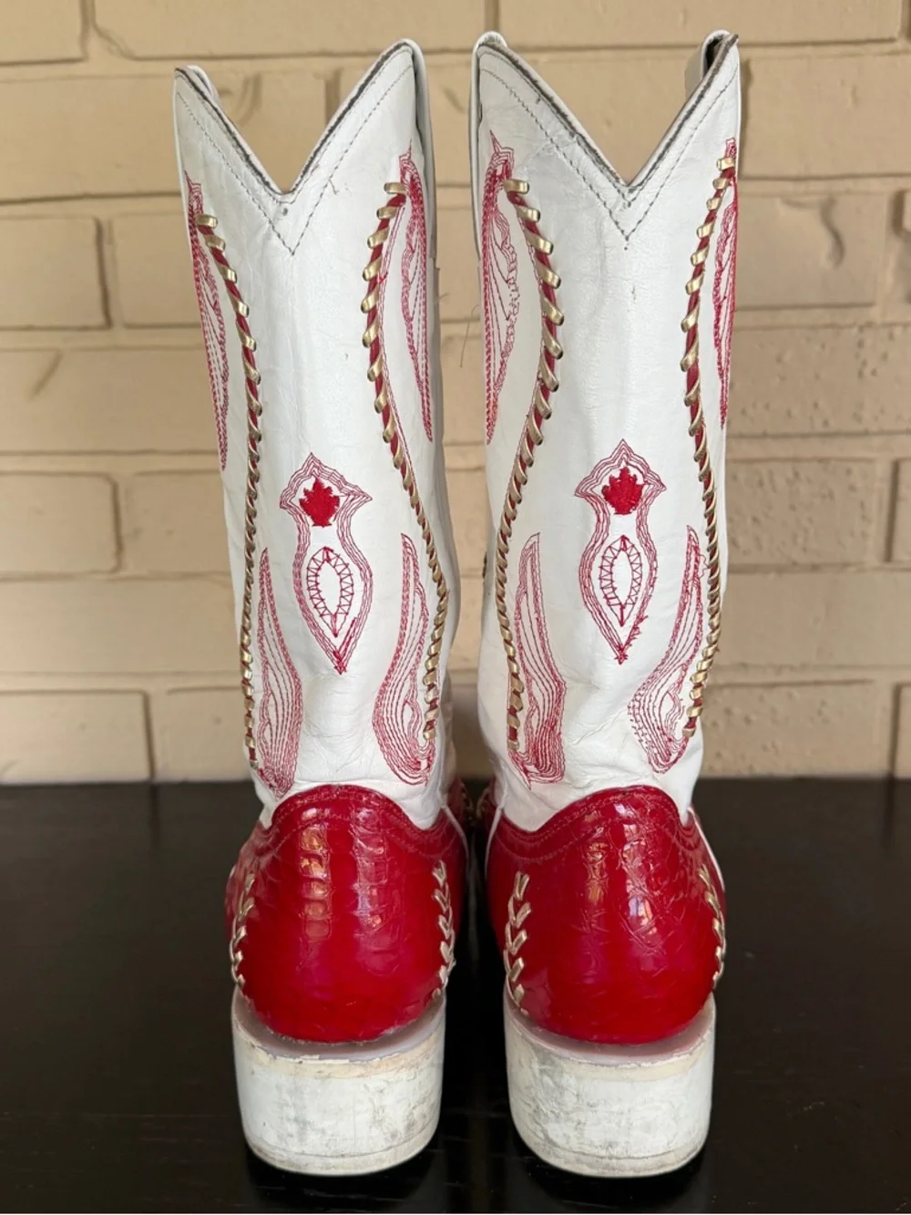 EL GENERAL Genuine Red Leather Pointed Toe Cowboy Boots Mens MEX 27 US 8 Western - Picture 5 of 8